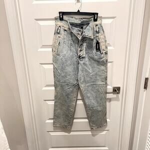 Express Super High Rise Acid Wash Tapered Ankle Jeans SZ 10 Vintage 80s inspired